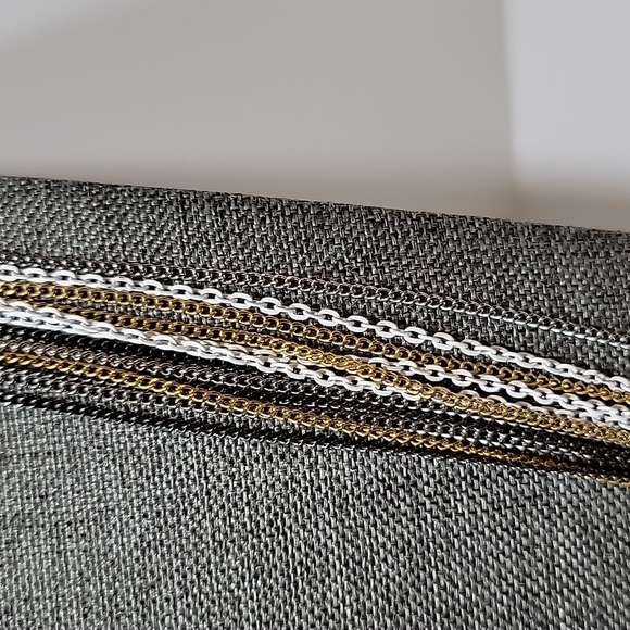 Multi Strand Gold Tone Silver Tone Gun Metal Tone White Tone Chain Necklace - Picture 2 of 3